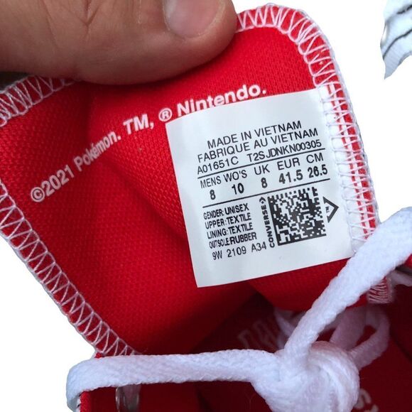 BRAND New Limited Edition Pokémon X Converse Poke Ball All Star High Size 10 - Picture 9 of 13